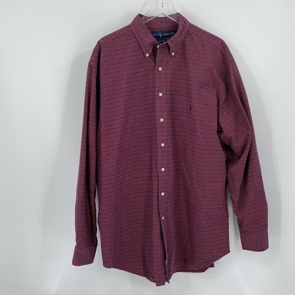 Ralph Lauren button down plaid shirt red blue cotton men Big TALL XLT XL - Picture 1 of 5